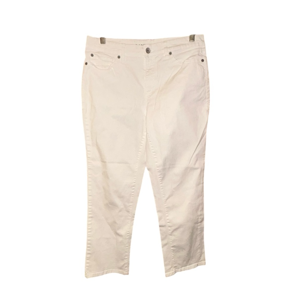Lands’ End Women’s Mid‎ Rise White Crop Jeans Size 8 Stretch Denim